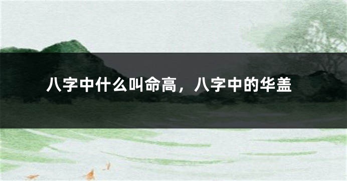 八字中什么叫命高，八字中的华盖