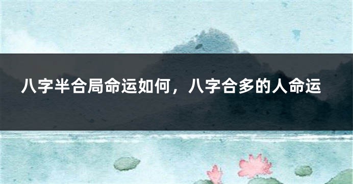 八字半合局命运如何，八字合多的人命运