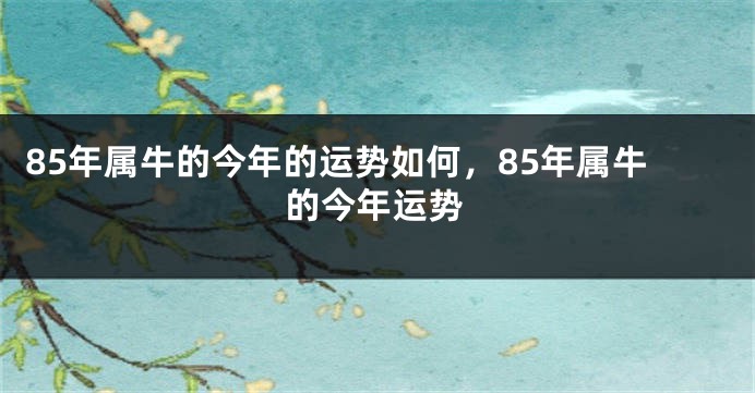 85年属牛的今年的运势如何，85年属牛的今年运势