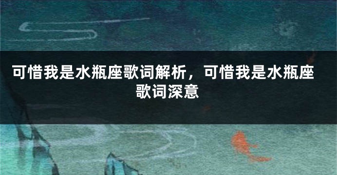可惜我是水瓶座歌词解析，可惜我是水瓶座歌词深意