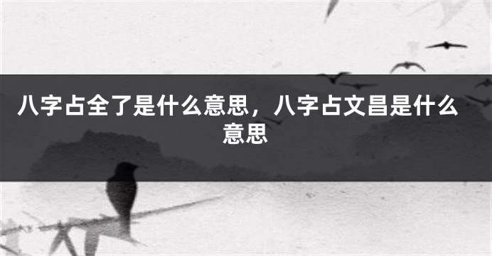 八字占全了是什么意思，八字占文昌是什么意思