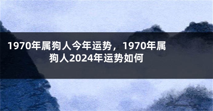 1970年属狗人今年运势，1970年属狗人2024年运势如何