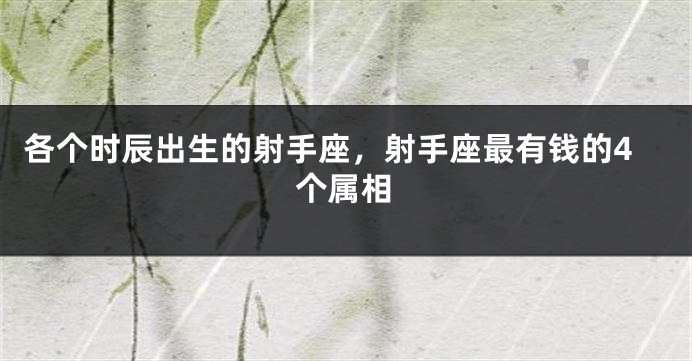 各个时辰出生的射手座，射手座最有钱的4个属相