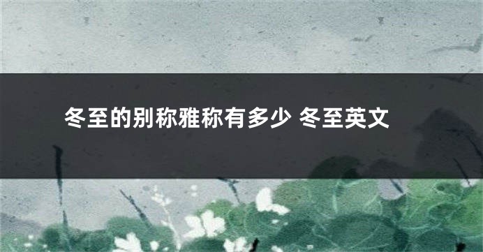 冬至的别称雅称有多少 冬至英文