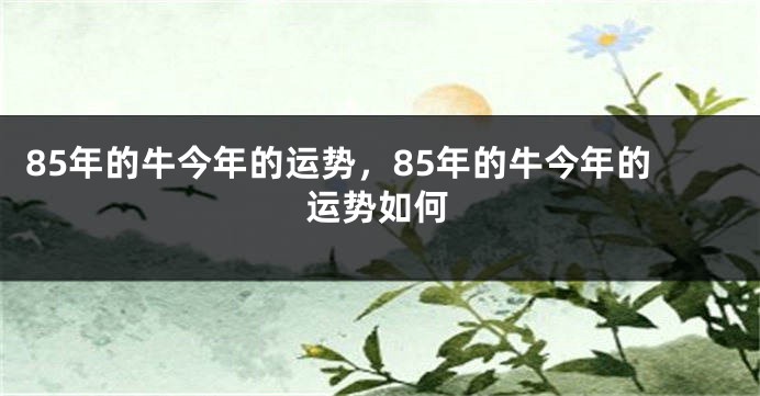 85年的牛今年的运势，85年的牛今年的运势如何