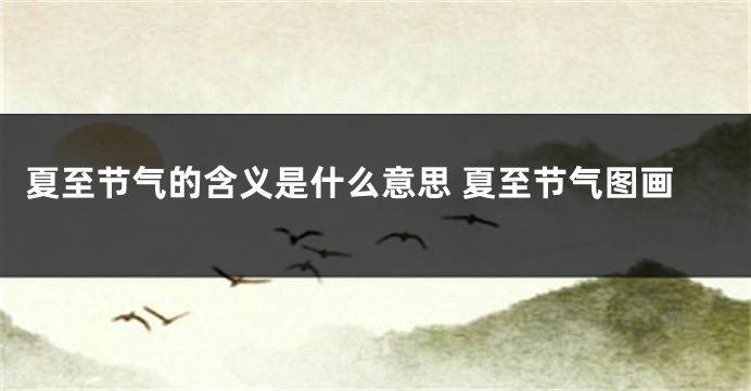 夏至节气的含义是什么意思 夏至节气图画