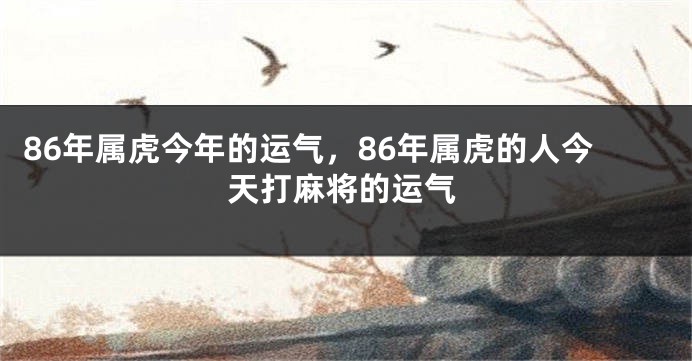 86年属虎今年的运气，86年属虎的人今天打麻将的运气
