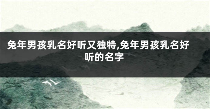 兔年男孩乳名好听又独特,兔年男孩乳名好听的名字