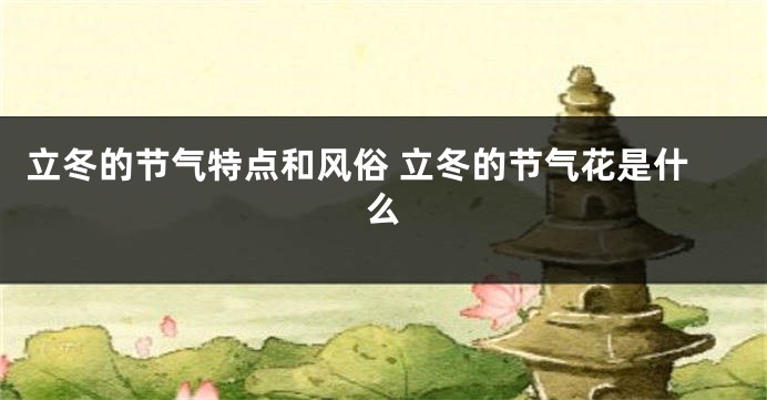 立冬的节气特点和风俗 立冬的节气花是什么