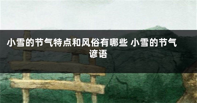 小雪的节气特点和风俗有哪些 小雪的节气谚语