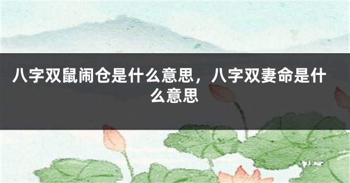 八字双鼠闹仓是什么意思，八字双妻命是什么意思