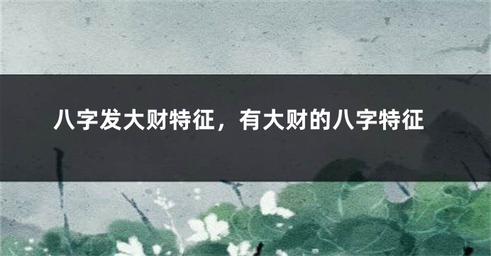 八字发大财特征，有大财的八字特征
