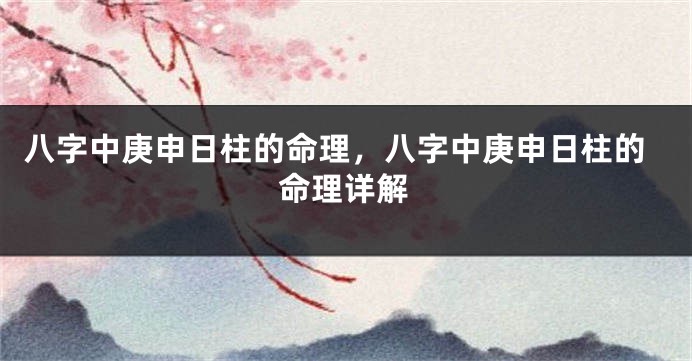 八字中庚申日柱的命理，八字中庚申日柱的命理详解
