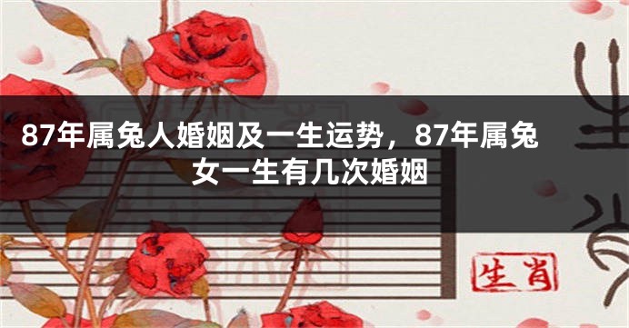 87年属兔人婚姻及一生运势，87年属兔女一生有几次婚姻